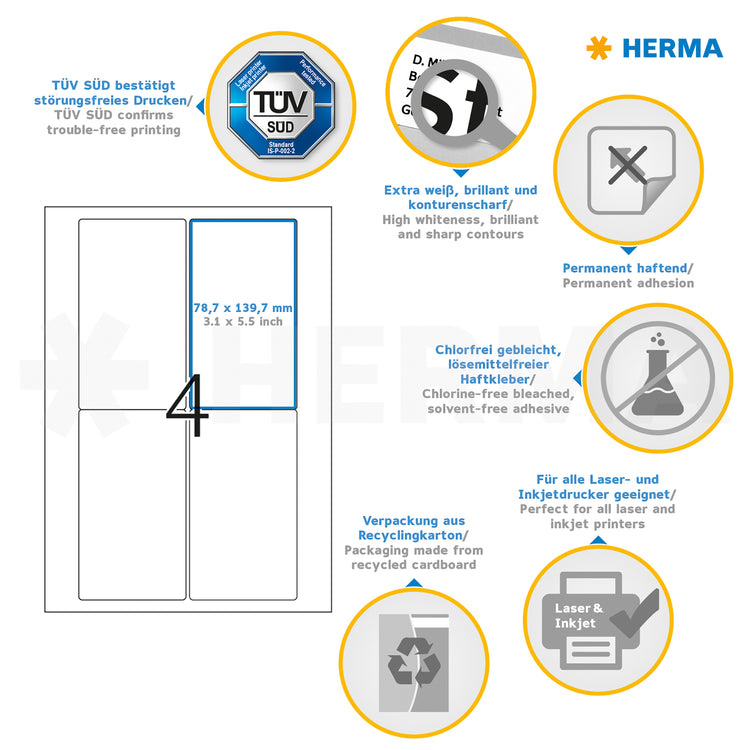 400 HERMA Etiketten 4472 weiß