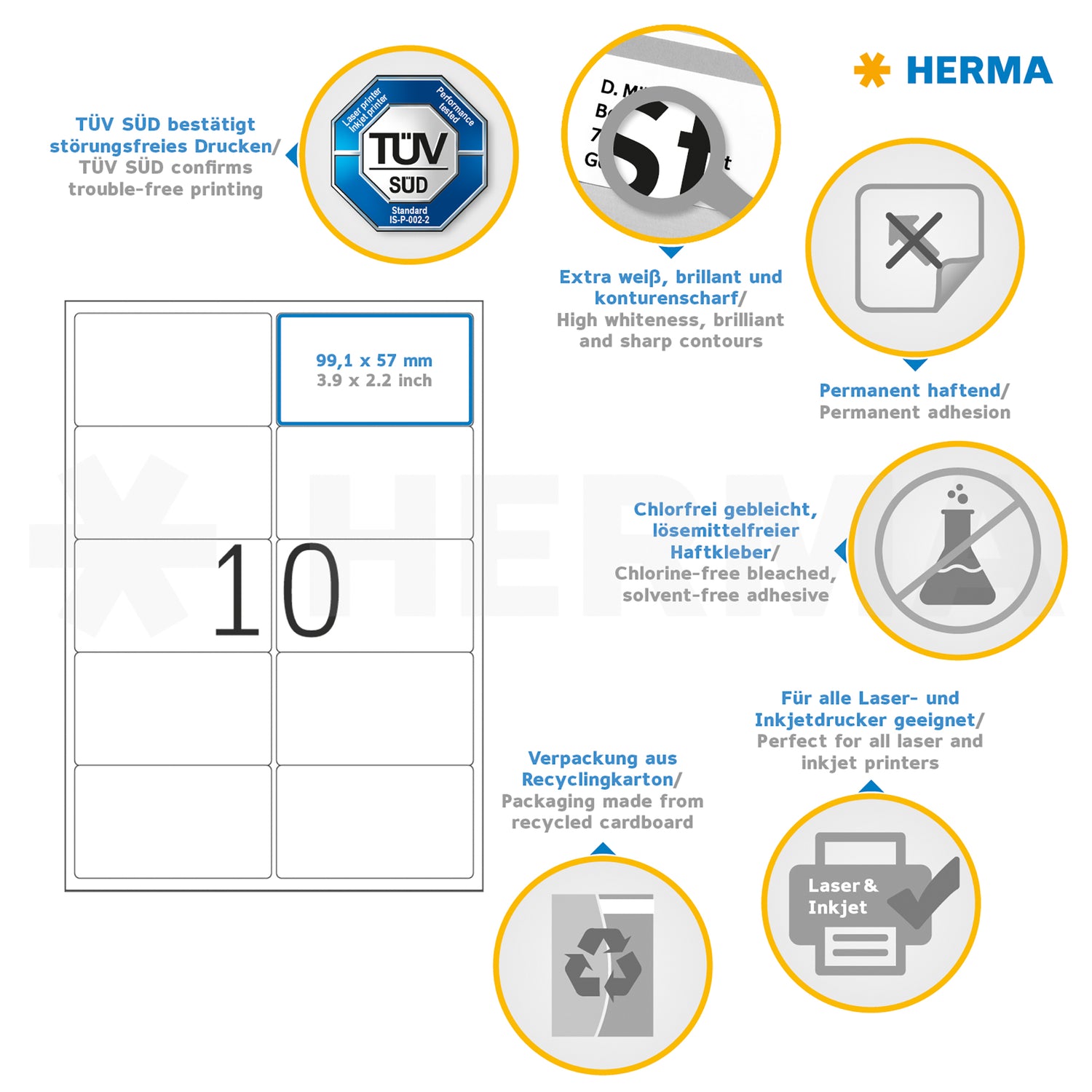 1.000 HERMA Etiketten 4268 weiß