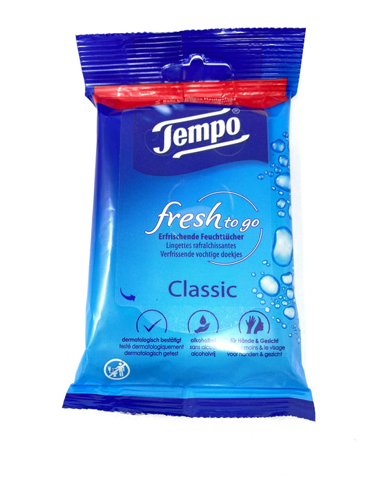 Tempo Classic Feuchttücher 10 Tücher fresh to go Reisegröße, ideal für unterwegs