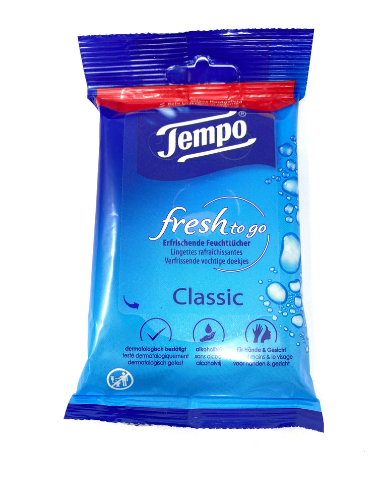 Tempo Classic Feuchttücher 10 Tücher fresh to go Reisegröße, ideal für unterwegs