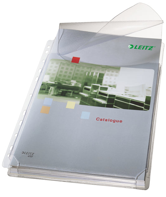 5 LEITZ Prospekthüllen DIN A4 transparent genarbt 0,17 mm