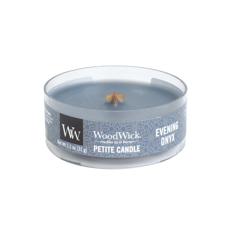 WoodWick Evening Onyx Petite Candles mit Pluswick® 31g, Brenndauer bis zu 8 Std.