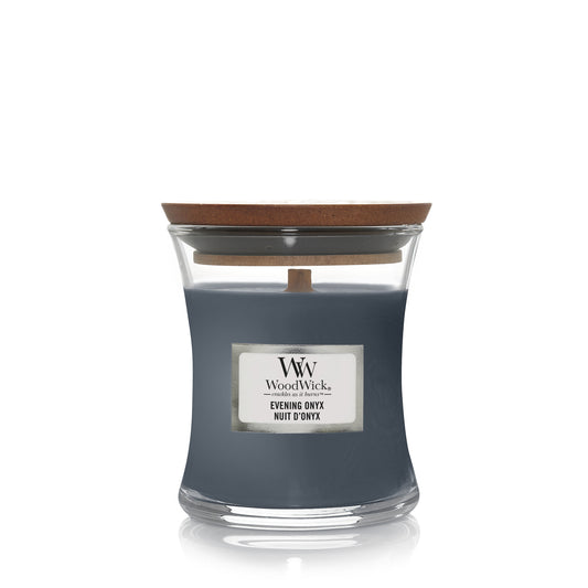 Woodwick Evening Onyx Mini Hourglass-Kerze mit knisterndem Docht Pluswick®85g