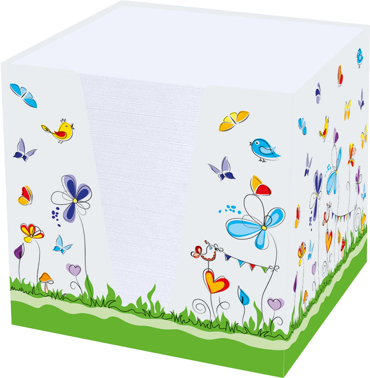 RNK-Verlag Zettelbox Schmetterlinge weiß inkl. ca. 900 Notizzettel weiß
